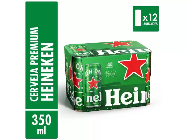 Cerveja Heineken Lata 350ml 12 Unidades - Lager Puro Malte