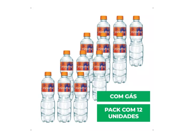 Água mineral Minalba Com Gás com gás garrafa pacote x 12 u
